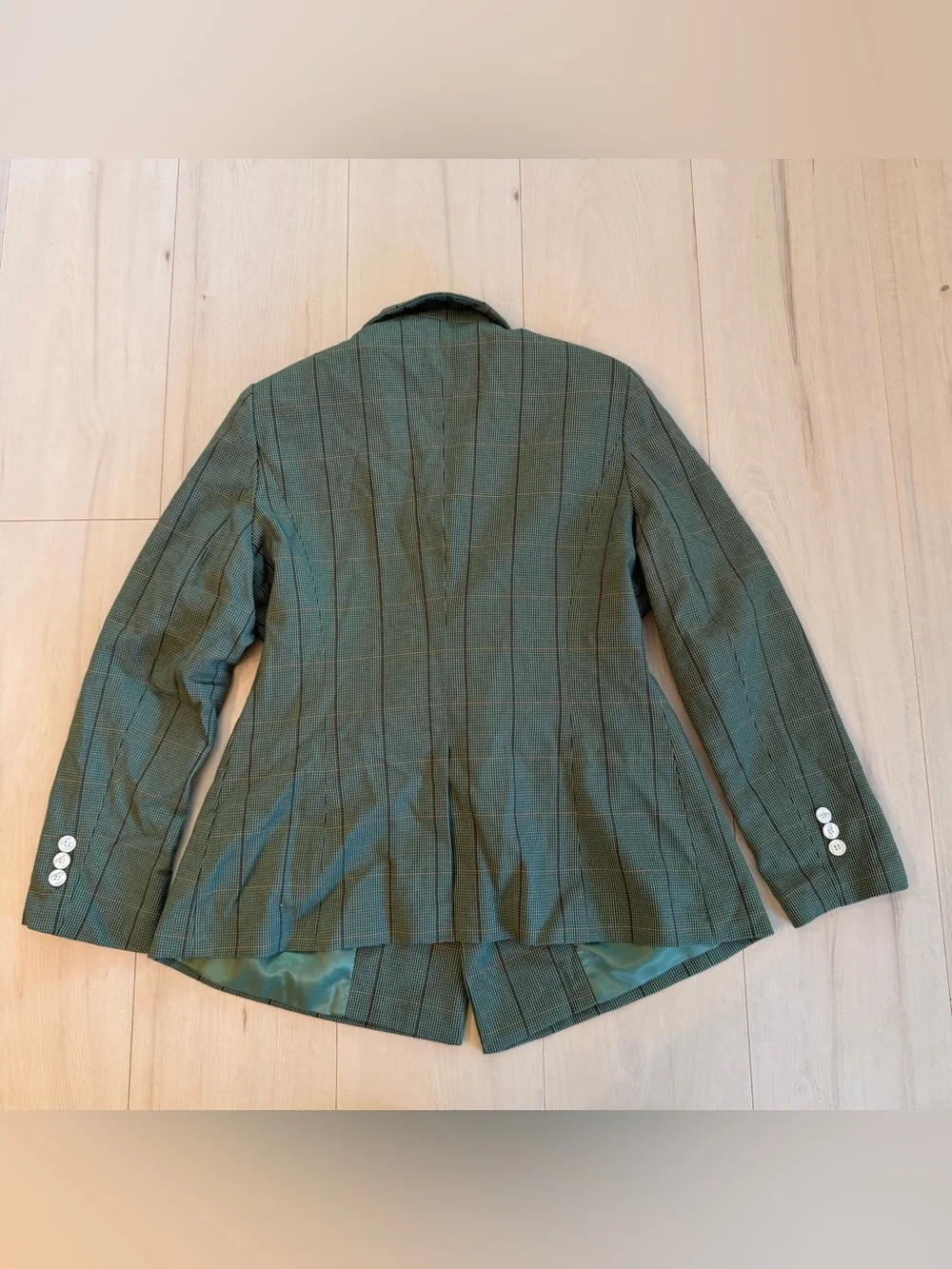 Lisueyne Green Stripe & Plaid Double-Breasted Pantsuit - Picture 4 of 5